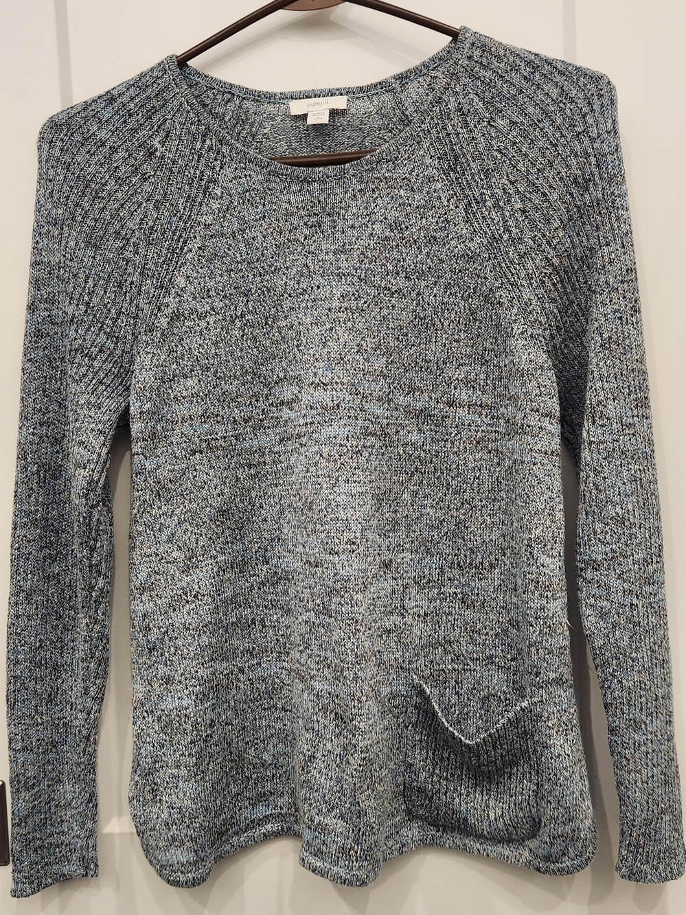 Pure Jill Linen Crewneck Marled Knit Sweater Petite Small